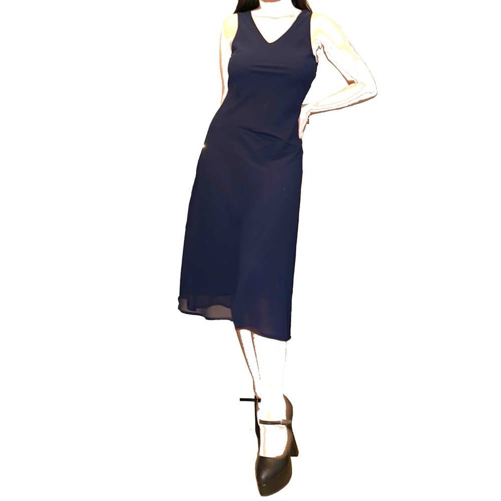 Brandy Melville NWOT navy blue mesh v-neck slip midi dress